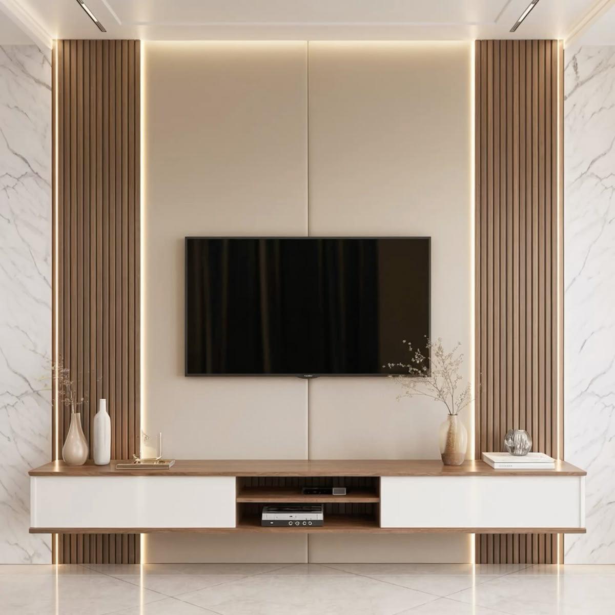 TV units with storage, display, and clean wiring.